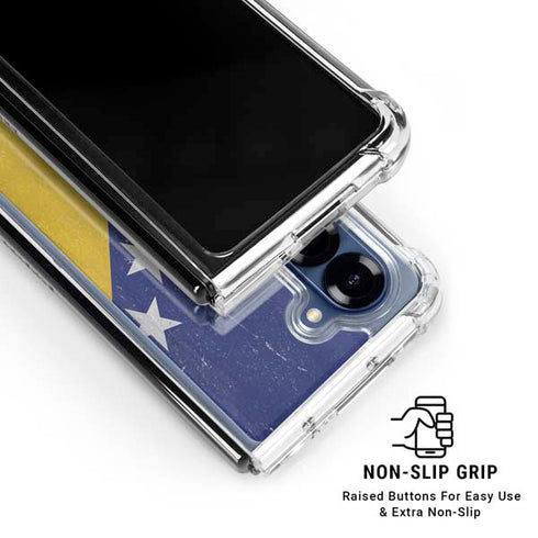 Bosnia and Herzegovina Flag Distressed Galaxy Z Fold6 Clear Case